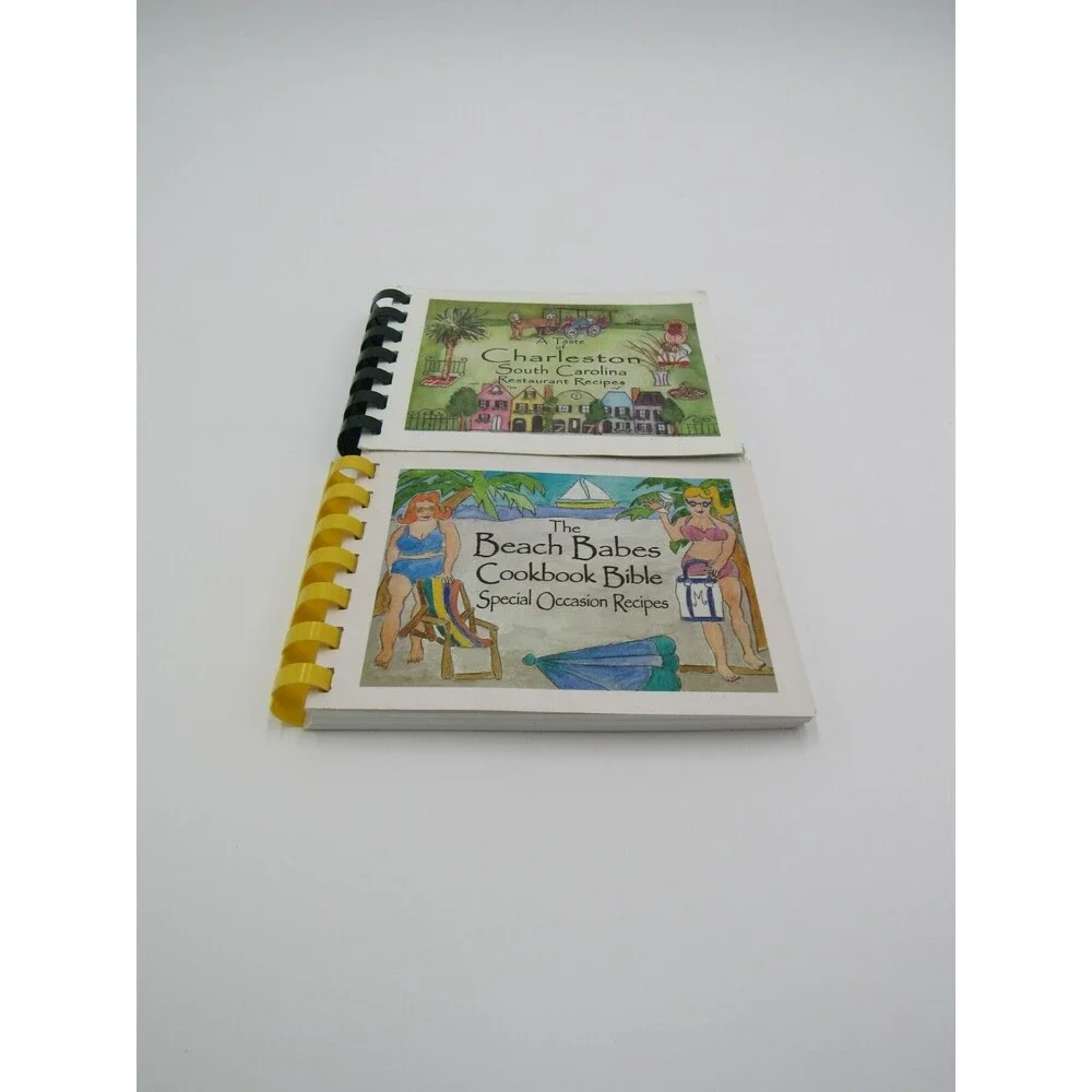 Spiral Cookbooks Y2K  A Taste of Charleston & Beach Babes Cookbook Bible Recipes